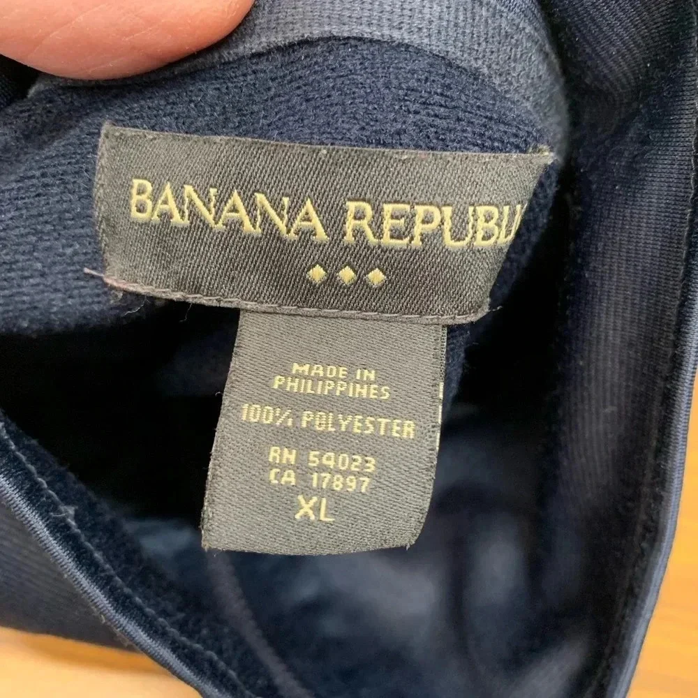 Banana Republic Men Sweatshirt XL Full Zip Blue Color Block Fleece Lined Pockets